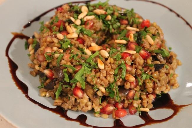 farro with aubergine