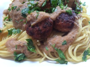 Chicken Meatballs & Cauliflower Alfredo Spaghetti