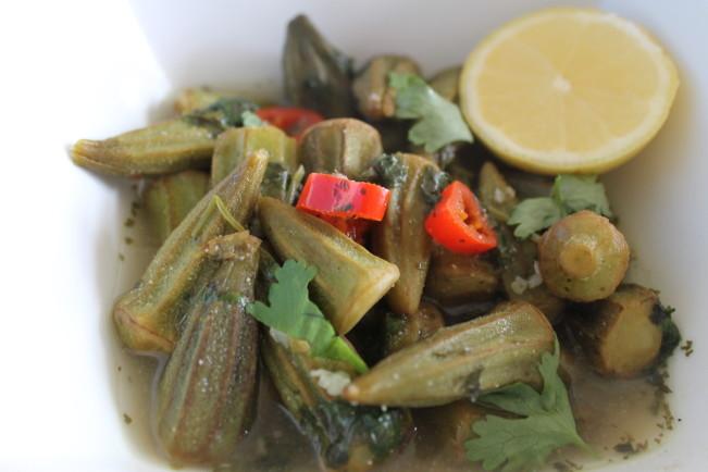 Lemony Okra with Garlic and Coriander