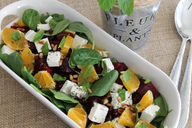 zesty fresh spinach and beetroot salad
