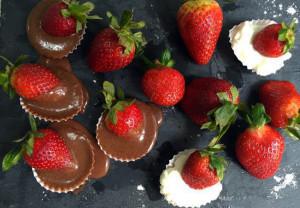 Strawberries Dipped in Chocolate & Icing