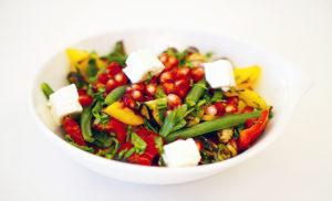 Grilled Veggies & Goat Cheese Salad with Pomegranate Dressing