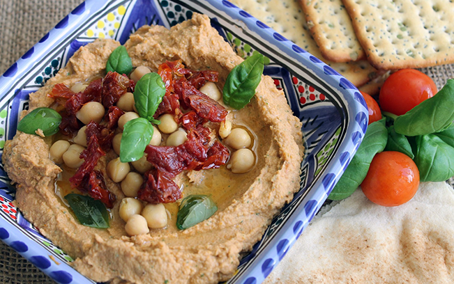 Sun-dried Tomato Hummus with Basil