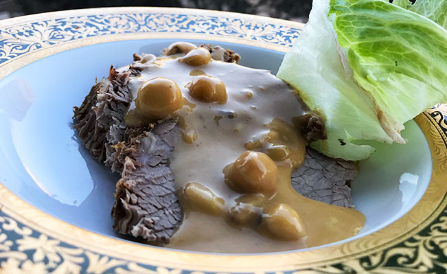 Roast Beef with Almond, Hazel & Pine Nuts Sauce