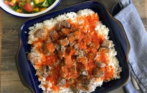 Egyptian Fatta with Beef Cubes